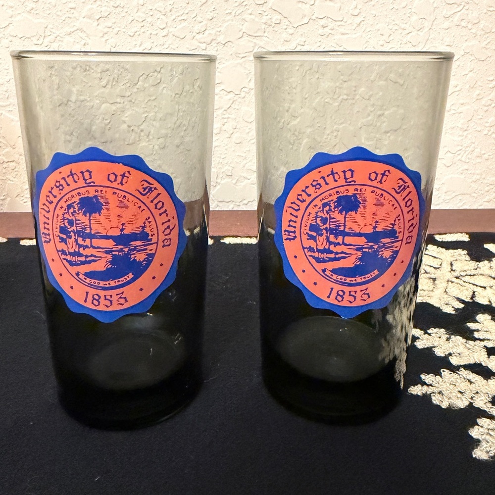 University Of Florida Gators Vintage Highball Iced Tea Grey Glass Set Of 2